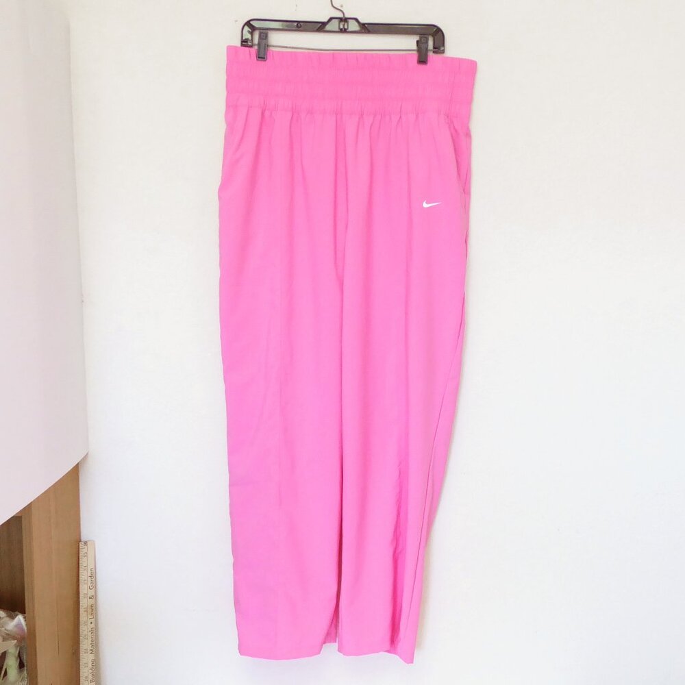 Bubblegum pink Nike womens dri fit wide leg pants thick waistband size XL